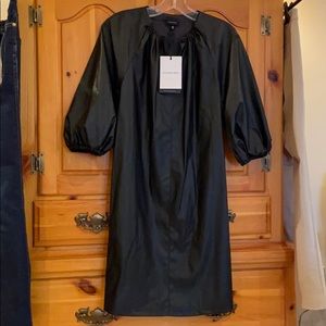NWT  WhoWhatWear black faux leather dress